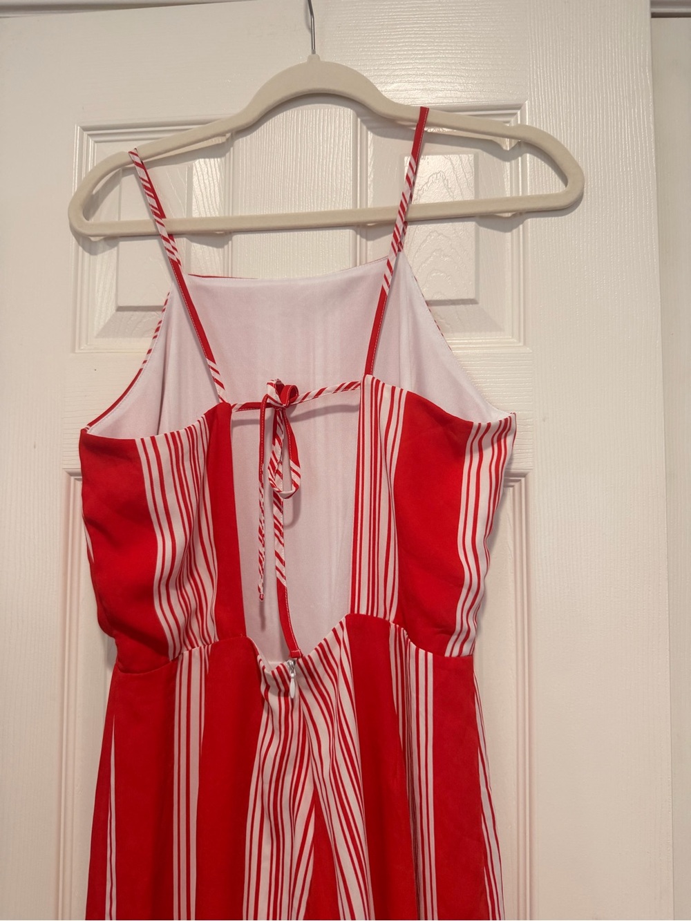 Love, Fire Red & White Striped Wide Leg Jumpsuit – Size Large - Picture 4 of 5